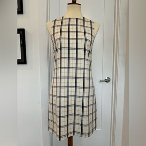Theory Cream and Black Plaid Dress